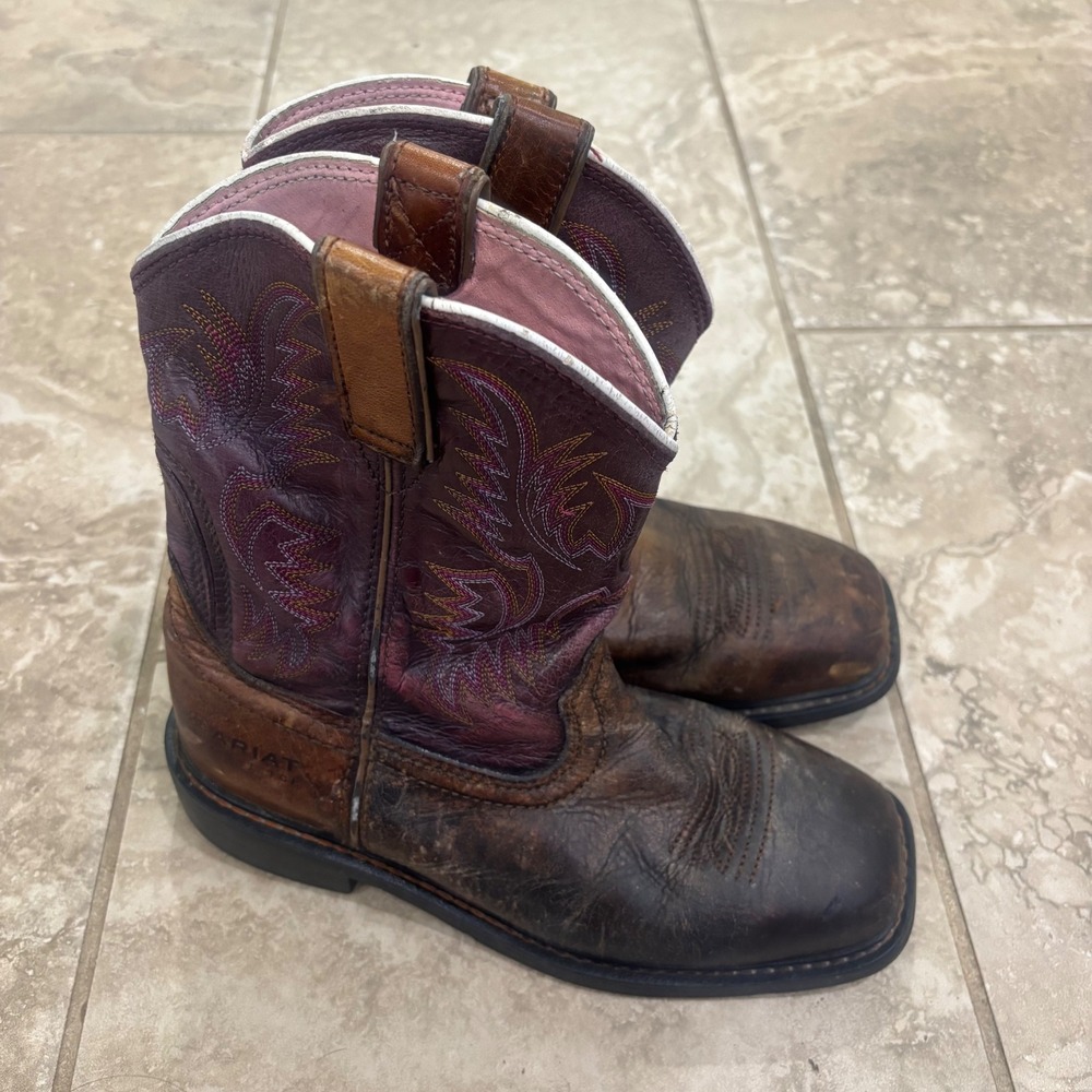 Ariat Womens Krista Steel Toe Work Boots Brown Purple Leather 10009494 Size 6B - Picture 2 of 15